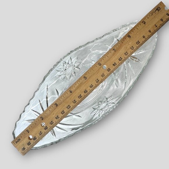 Vintage Elegant Crystal Clear Oval Star of David Glass Relish Boat EUC No Chips - Picture 9 of 12